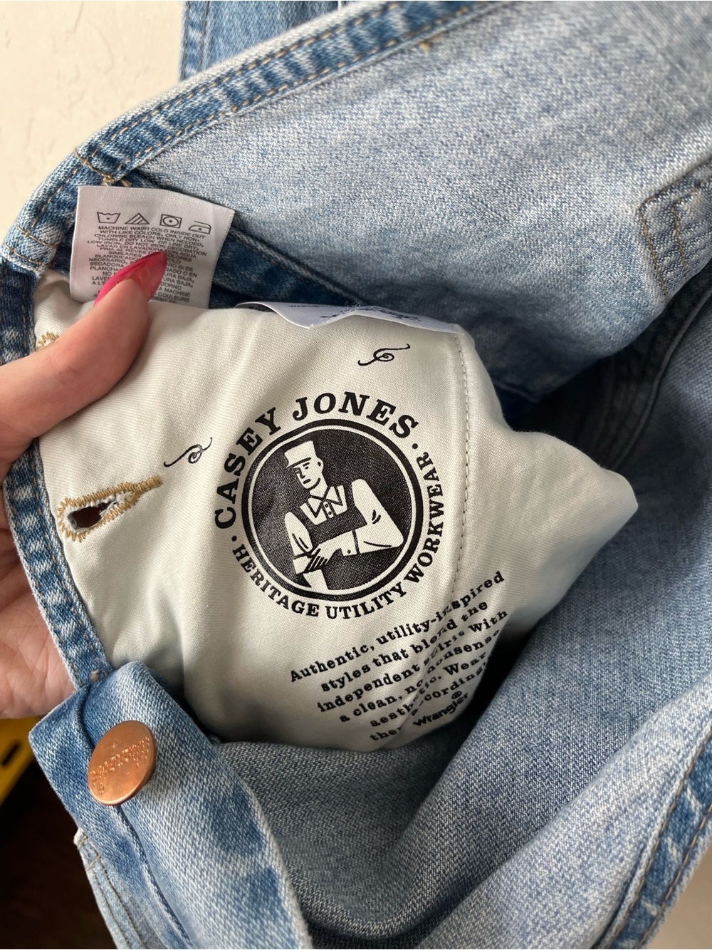 Wrangler Casey Jones Denim Western In Control Wide Leg Denim Overalls Size small - Picture 10 of 11